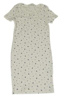 Biele kvietkovane rebrované šaty H&M