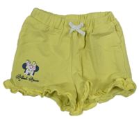 Žlté bavlnené kraťasy s Minnií Disney