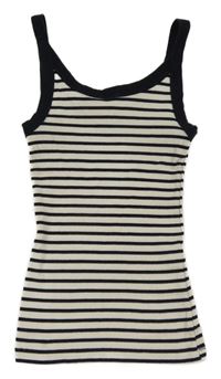 Tmavomodro-biely pruhovaný rebrovaný top H&M