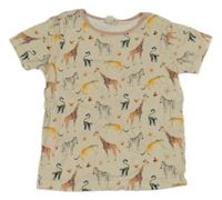 Pudrové tričko so zvieratkami Alana