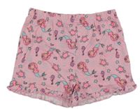 Svetloružové bavlnené kraťasy s mořskými vílami