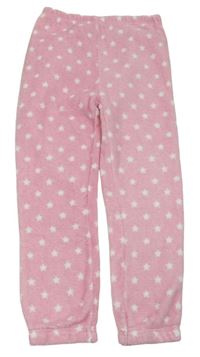 Svetloružové chlpaté pyžamové nohavice s hviezdičkami