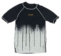 Černošedo-biele UV tričko s nápisom a skvrnkami Matalan