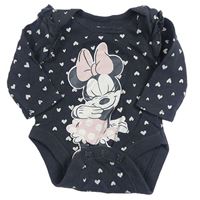 Tmavošedé body s Minnie a srdíčky a volánky PRIMARK