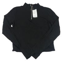 Čierne crop tričko so zipsom New Look