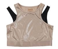 Světlepudrovo-černý třpytivý sportovní crop top ZARA