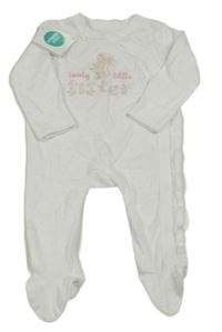 Nový - biely bodkovaná ý overal s myškou a nápismi MiNi CUDDLS