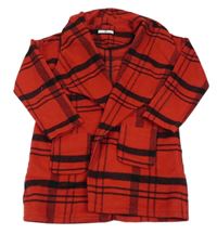 Červeno-čierny kockovaný vlnený cardigan zn. M&S