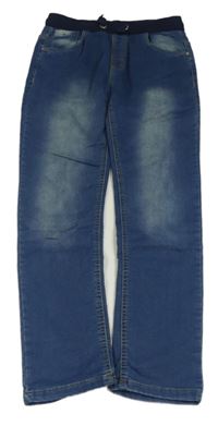 Modré teplákové rifle s úpletovým pasom zn. YIGGA