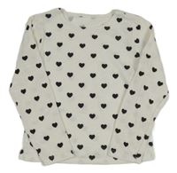 Bílé melírované úpletové mikinotriko so srdiečkami