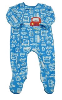 Modrý fleecový overal s auty a autobusy St. Bernard