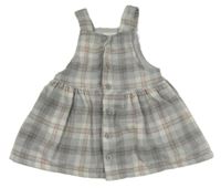 Sivo-bielo-staroružové kockované prepínaci podšité šaty C&A