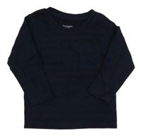 Tmavomodré pruhované/vzorované triko s kapsou PRIMARK