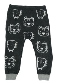 Tmavošedo-šedé pletené tepláky se zvířátky George