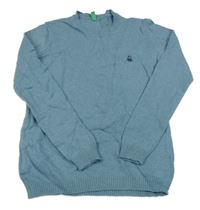 Šedomodrý vlnený kašmírový sveter Benetton