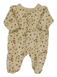 Béžová prešívaná vyteplená kombinéza s pejsky a vreckom orsolino