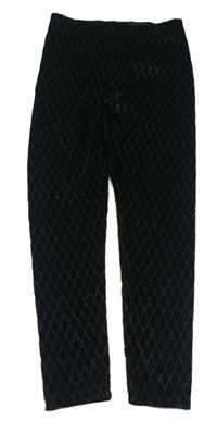 Čierne kárované trblietavé zamatové legíny ZARA