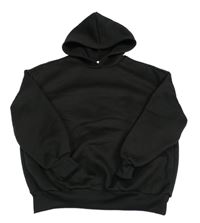 Čierna tepláková oversize mikina s potlačou a kapucňou SHEIN