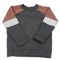 Tmavošedo-kakaovo-biela mikina Nutmeg