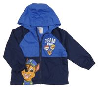 Tmavomodro-cobaltově modrá šusťáková jarní bunda s PAW PATROL a kapucí nickelodeon