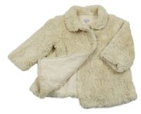 Smotanový kožušinový podšitý kabát s golierikom Monsoon