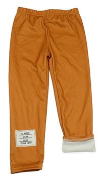 Tehlové teplákové zateplené legíny s nápismi SHEIN