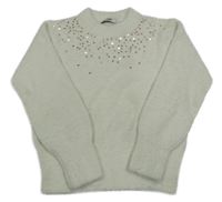 Smotanový chlpatý sveter s flitrami C&A