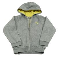 Šedá melírovaná propínací mikina s logem a kapucí PUMA