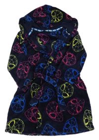 Tmavomodrý plyšový župan se Spider-many a kapucí George