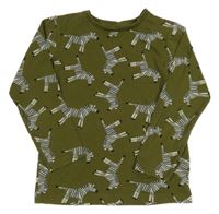 Khaki melírované triko se zebrami Next