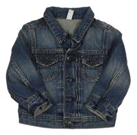 Tmavomodrá rifľová bunda s golierikom GAP