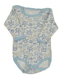 Bielo-svetlomodré body s opičkami