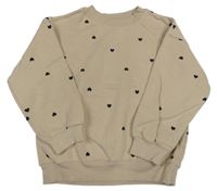 Béžová oversize mikina so srdiečkami H&M