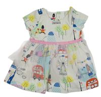 Smotanové plátenné šaty s obrázky - Londýn a tylem Pantaloons