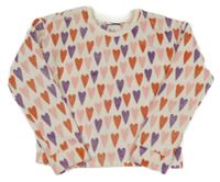 Smotanová plyšová crop mikina so srdiečkami M&Co