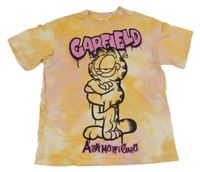 Oranžovo-růžové batikované tričko s Garfieldem H&M
