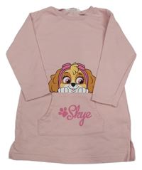 Svetloružové teplákové šaty s PAW PATROL - Skye a vreckom H&M