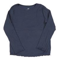 Tmavomodré rebrované tričko H&M