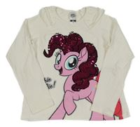 Smetanové triko s pony s překlápěcími flitry a volánky C&A