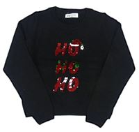 Čierny sveter s nápisom s flitre so zimním motívom H&M