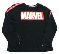 Čierne tričko s pruhmi a logom Marvel