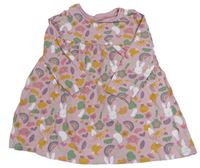 Ružové bavlnené šaty s mačkami a duhami Mothercare