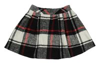 Čierno-bielo-červená kockovaná vlnená sukňa zn. Matalan