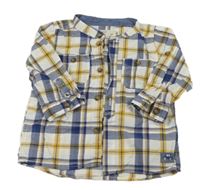 Bielo-tmavomodro-okrová kockovaná košeľa H&M