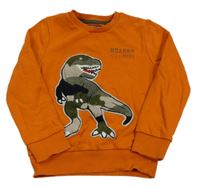 Oranžová mikina s army dinosaurom C&A
