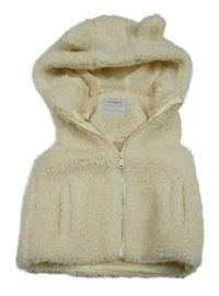 Béžová huňatá podšitá vesta s kapucňou M&Co.