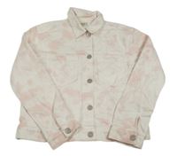 Bielo-svetloružová batikovaná rifľová bunda F&F