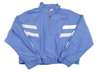 Modrofialovo-biela rebrovaná crop mikina s pruhmi Primark