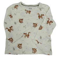 Smotanové tričko s liškami C&A