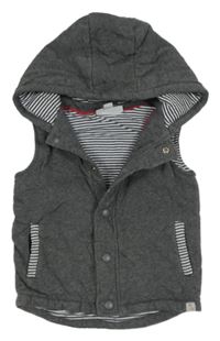 Tmavosivá melírovaná tepláková zateplená vesta s kapucňou The Little White Company